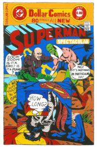 Within the format of a comic book cover, Superman's enemies appear to have defeated him, and he asks "How long?"